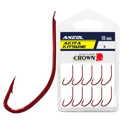 Anzol Crown Akita Kitsune Sem Furo (Chapinha) | Cartela com 10 Un. N° 8